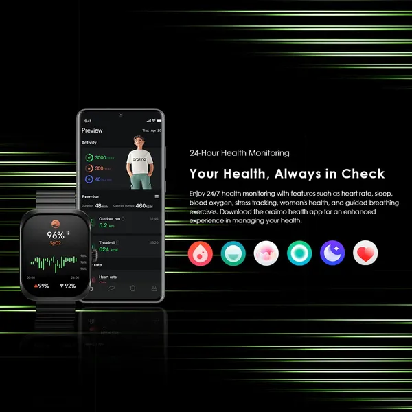 oraimo Watch Nova N 2.04''AMOLED 2.5D Smart Watch - Image 5